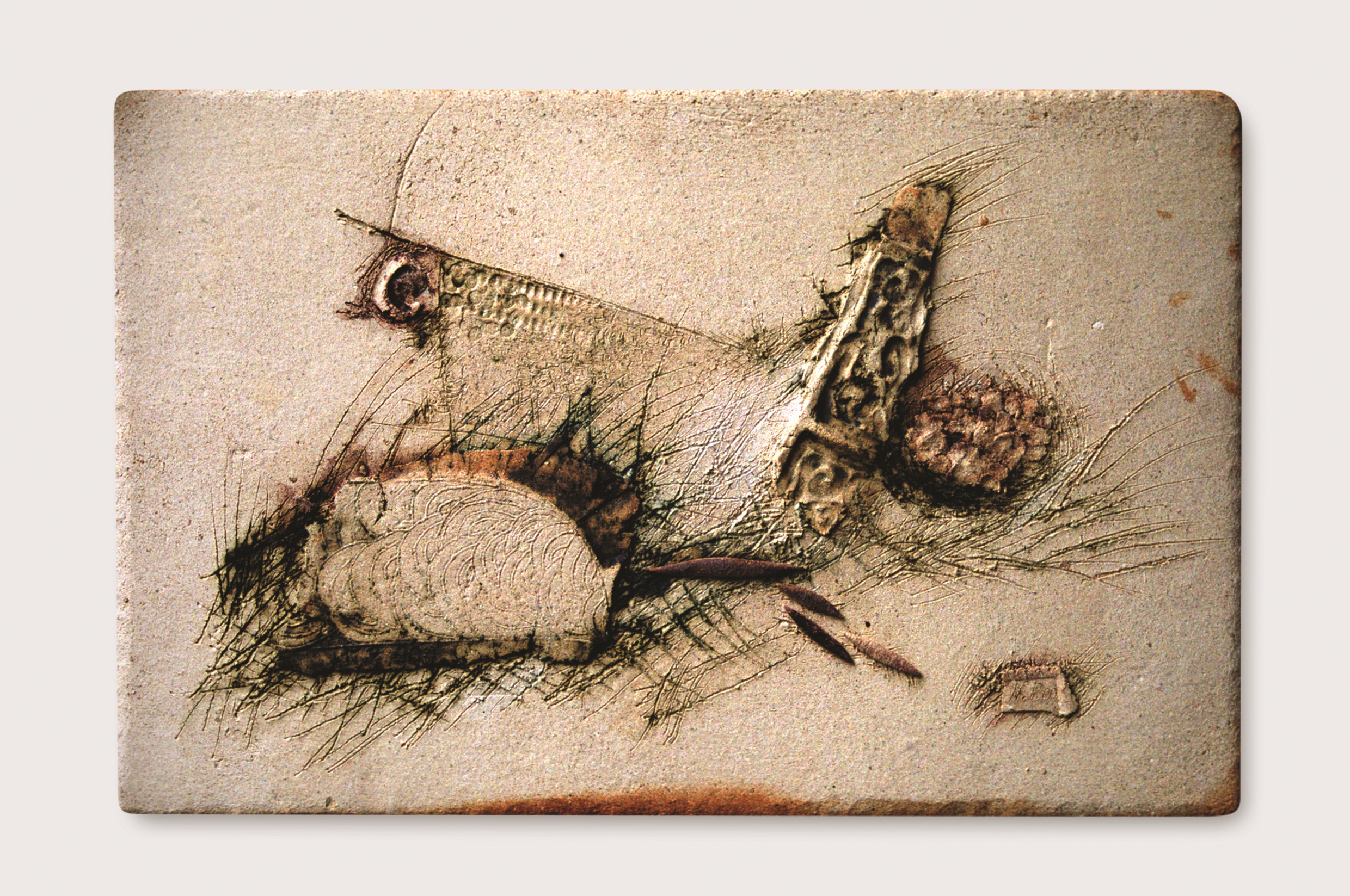Moře- reliéf, 2000, francouzský šamot, kysličníky kovů
